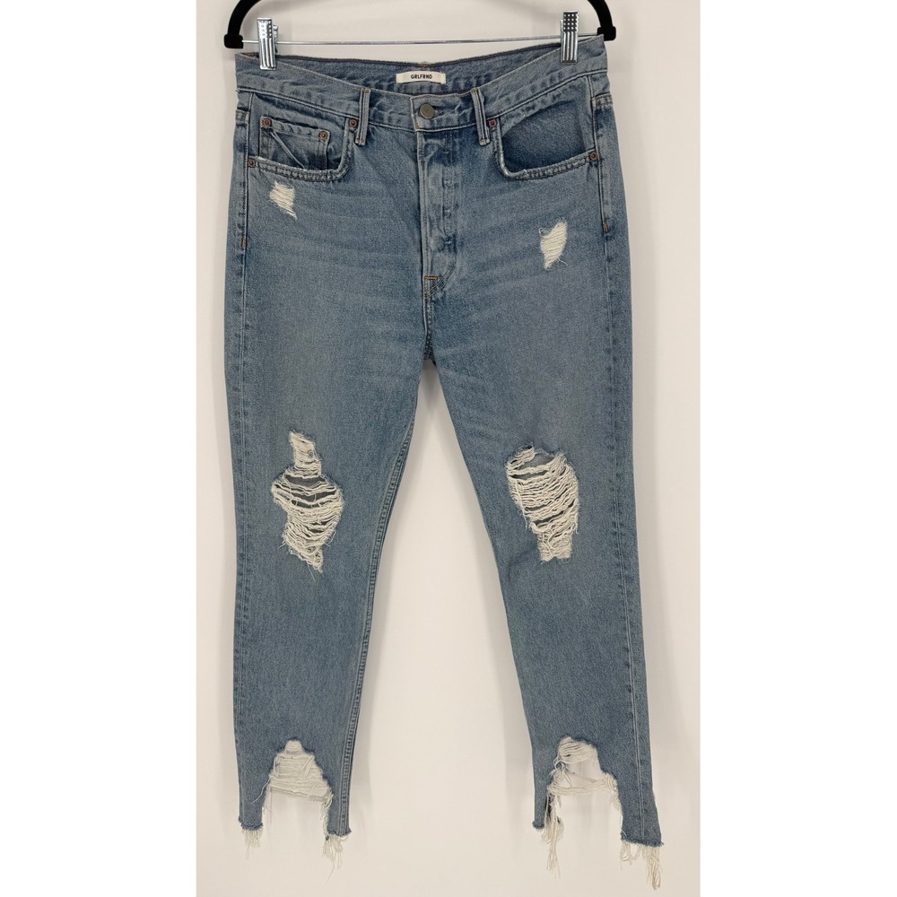 GRLFRND‎ 30 KAROLINA HIGH-RISE DISTRESSED SKINNY JEANS 100% COTTON MEDIUM WASH